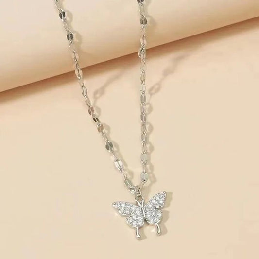 crystal zircon butterfly necklace