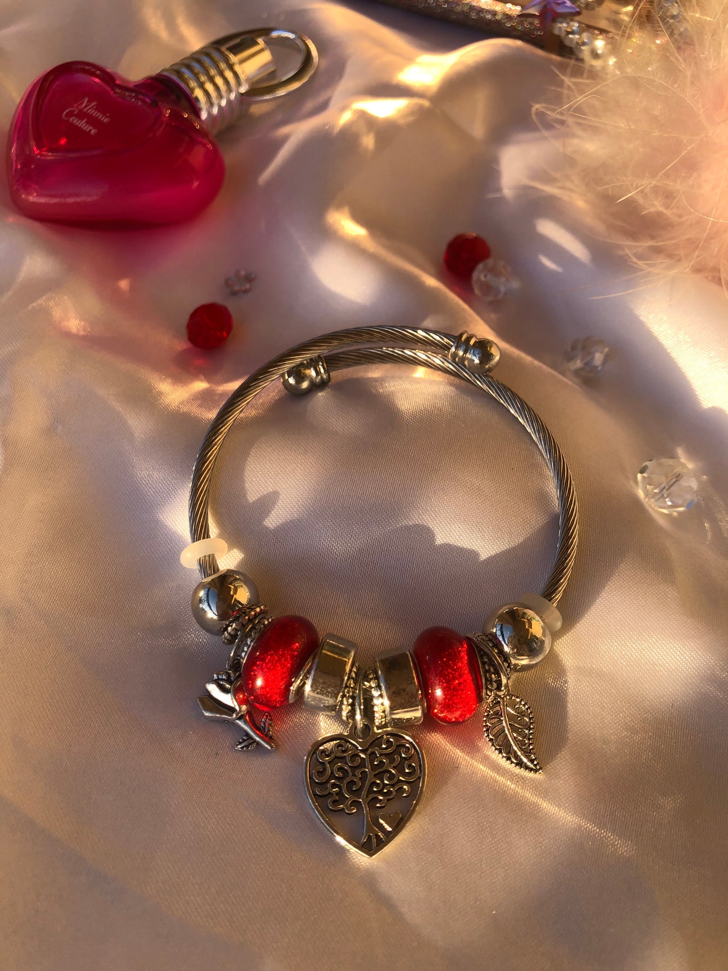 Rhinestone Heart charm Bracelet