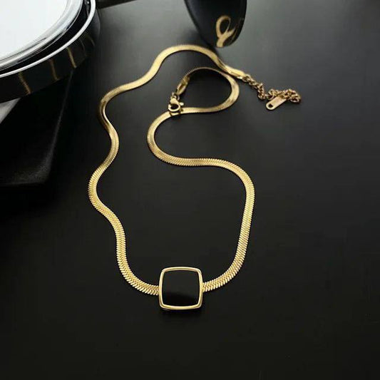 Snake with black square stone Necklace