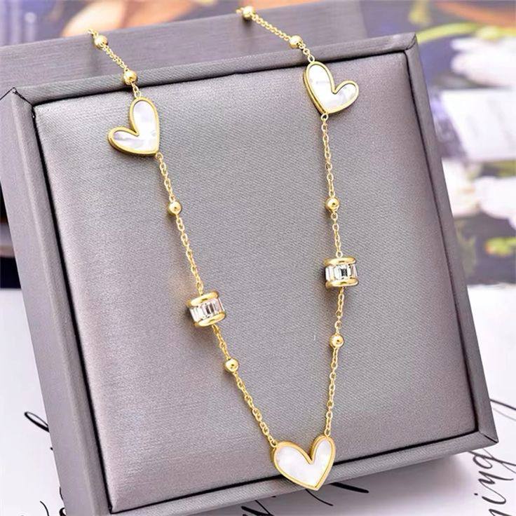 White Hearts Necklace