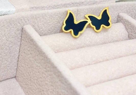 Butterfly black stones earrings